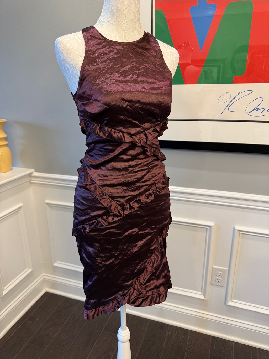 Nicole Miller Collection Satin Dress In Plum